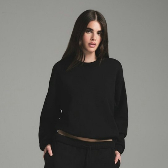 SKIMS▪️Cotton Fleece Classic Crewneck Pullover in Onyx - Picture 1 of 6